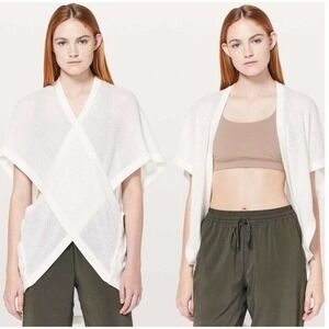 Lululemon Long Weekend Wrap Multiway Cardigan Shawl Coverup White Women One Size